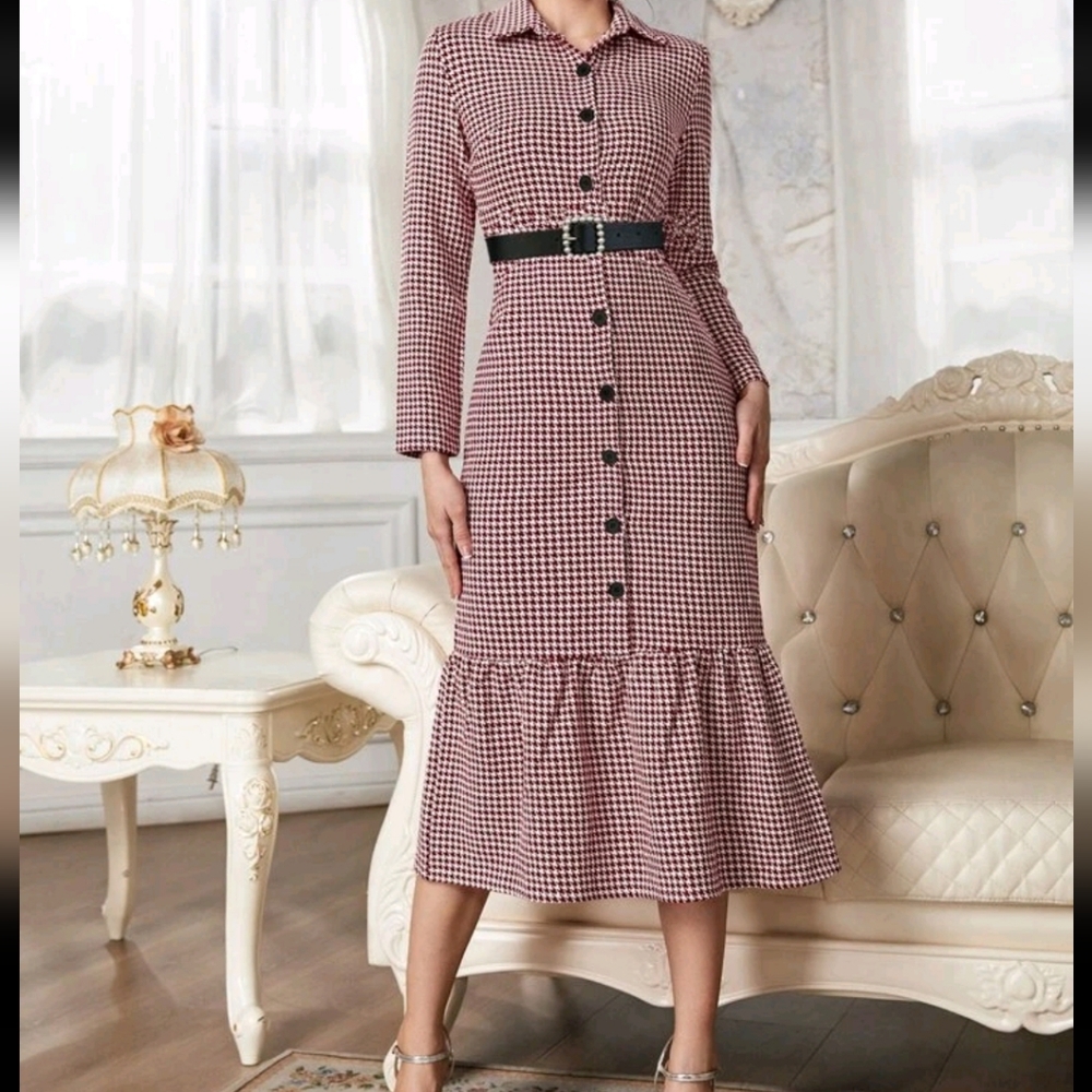Casual & Work Houndstooth Double Breasted Jacket, Autumn/Winter